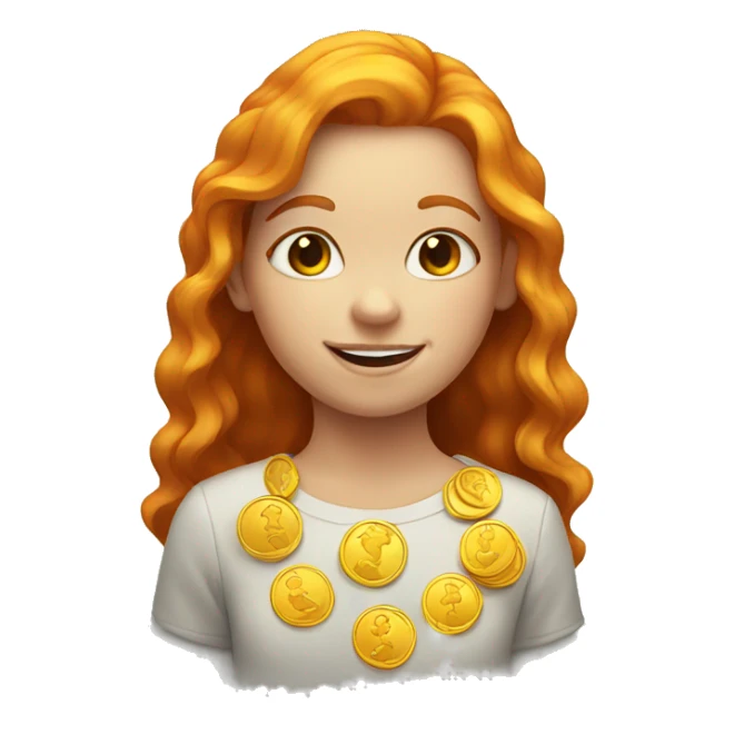 Ginger girl with rainbow and gold coins sticker