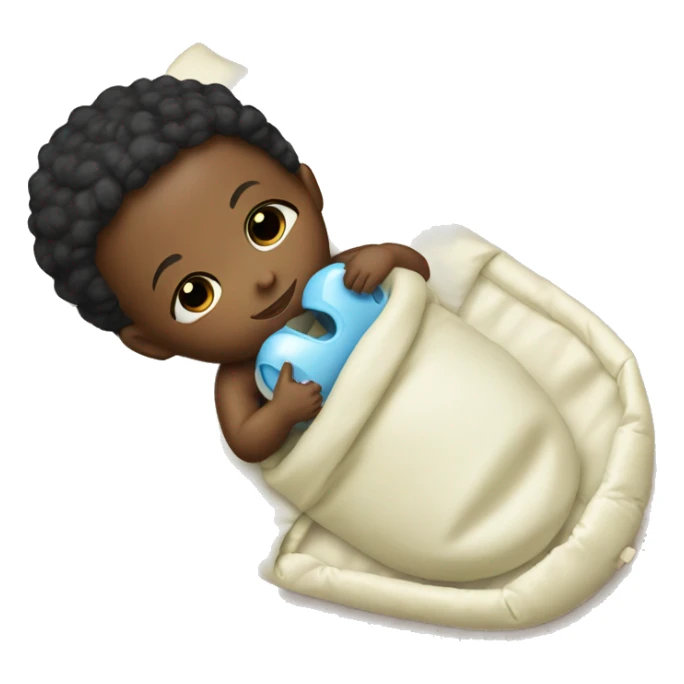 Black Baby in sleeping bag with baby pacifier sticker