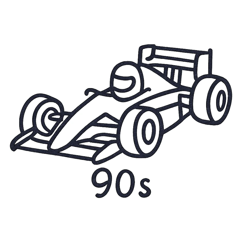racing cars in 1990s sticker