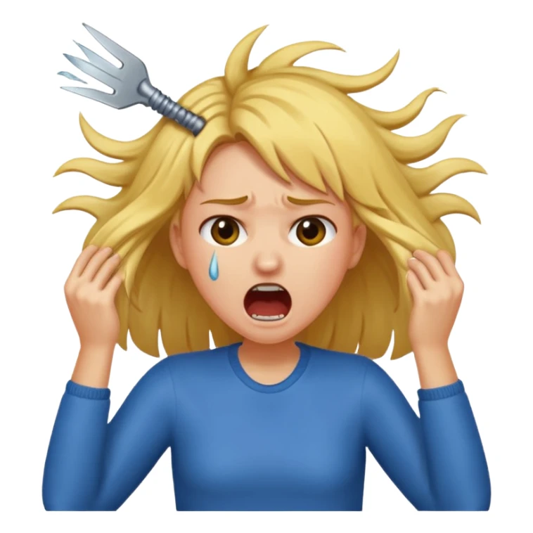 Girl ripping hair out yelling holding hair crying  sticker