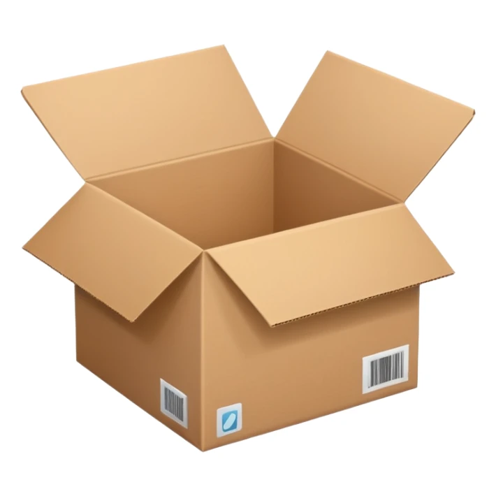 Generate a realistic emoji-style icon of the an open package which is empty and air is coming out of it. sticker