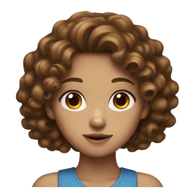 Girl with blue eyes and brown curly hair  sticker
