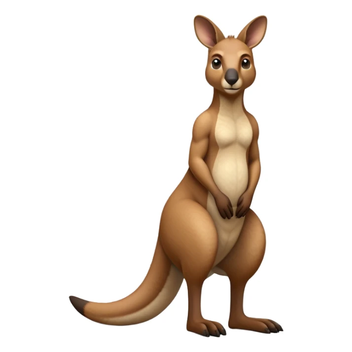 cinematic-kangaroo-realistic-full-body-standing-emoji,-powerful-muscular-frame-balanced-on-strong-hind-legs,-large-tail-resting-lightly-on-the-ground,-short-forearms-held-close-to-chest,-warm-brown-fur-textured-and-detailed,-keen-eyes-scanning-the-horizon-with-curious-alertness,-simplified-yet-realistic-focused-features,-highly-detailed,-glowing-with-a-subtle-natural-radiance sticker
