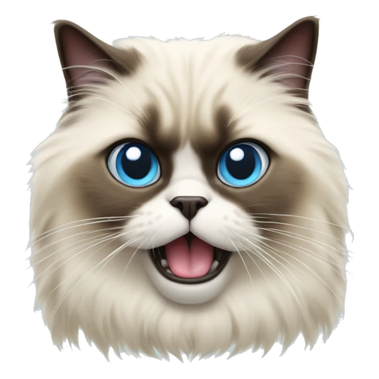 Himalayan cat with long tongue sticking out, blue eyes sticker