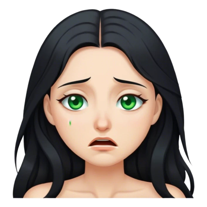 Beautiful lady with long black hair and green eyes crying sticker