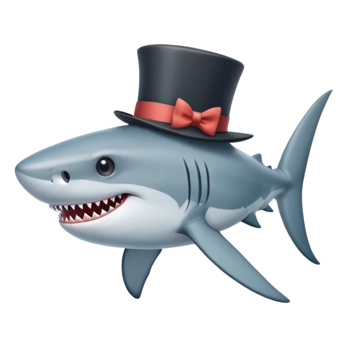 Shark with a top hat on the bottom of the ocean  sticker
