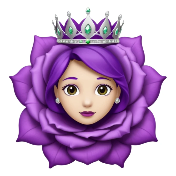 Purple rose flower, silver circle plaque, silver tiara sticker