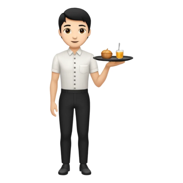 ligth black hair waiter full body sticker