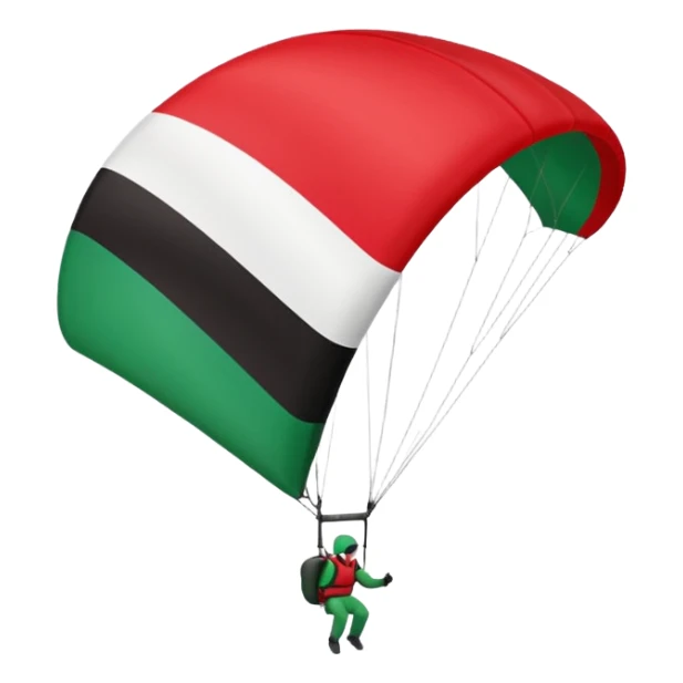 a paraglider flying a palestinian flag wing, respect scrupulously the correct shapes and colours of the palestinian flag, try again sticker