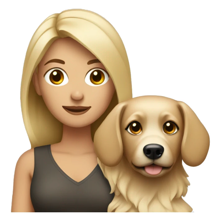 Brunette woman with blonde little dog sticker
