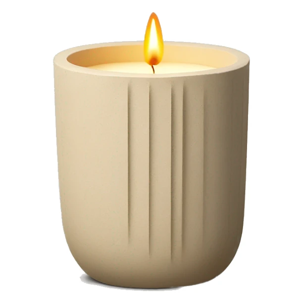 candle in beige concrete ridged vessel sticker