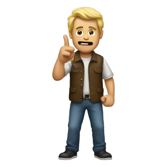 Man raising a finger gun in the air sticker