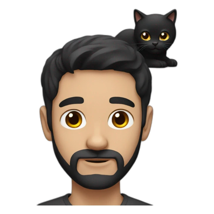 A man with black hair and a black cat sticker