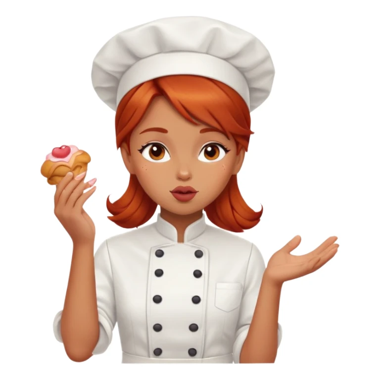 Redhead girl Pastry Chef with eyes blowing kisses sticker