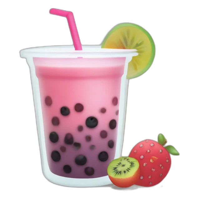 boba tea with fresh fruits sticker