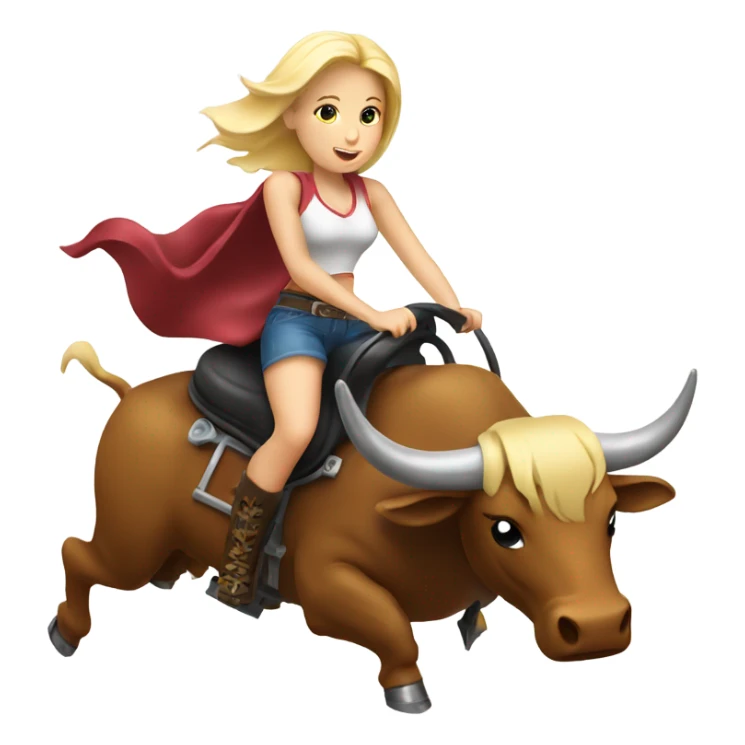 Blonde girl riding a mechanical bull sticker