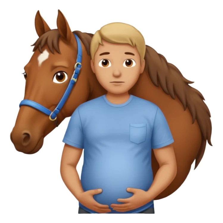 pregnant man  with horse sticker