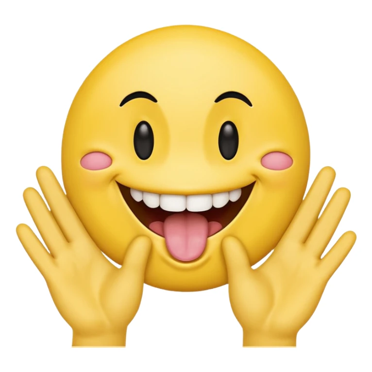 Hands spreading open while a smiley face with its tongue out is in the middle sticker