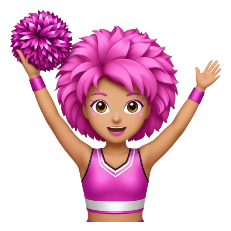 football cheerleader, big cheering pom, pink and twinkle sticker