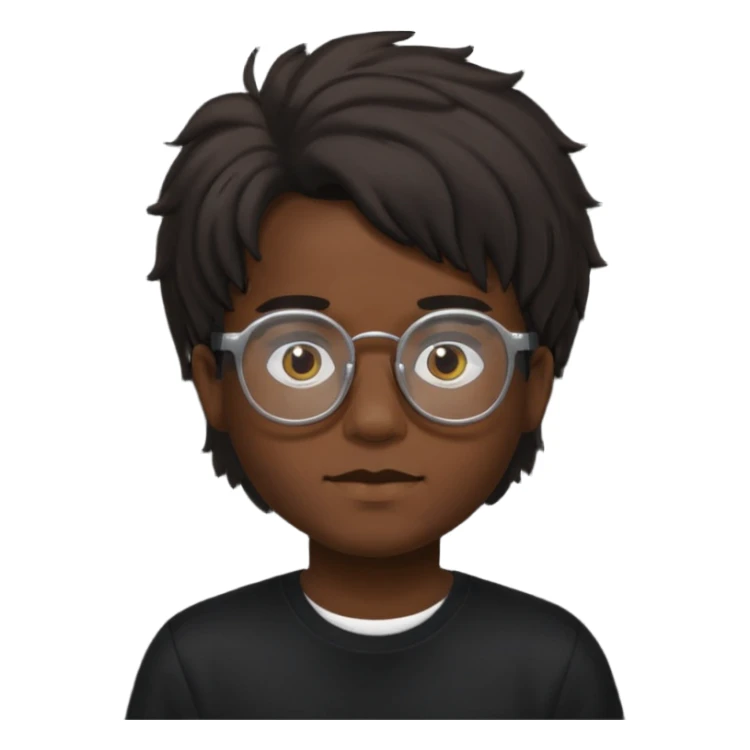  boy with freeform hair black t-shirt put a glasses black people sticker