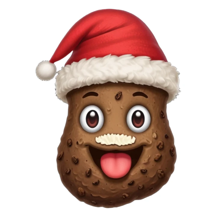 A piece of poop with a Christmas hat on it sticker