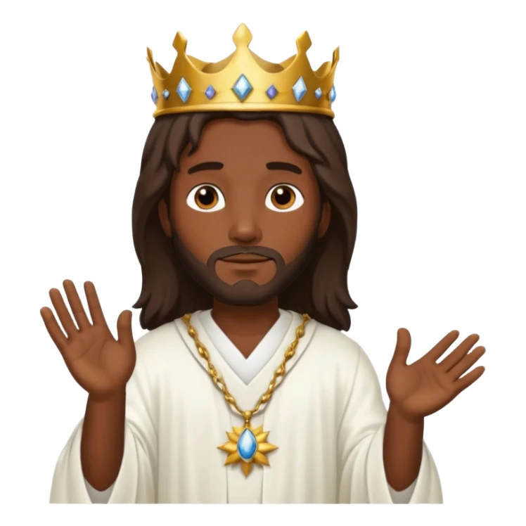 Dark skin Jesus Christ giving a crown away in hand sticker