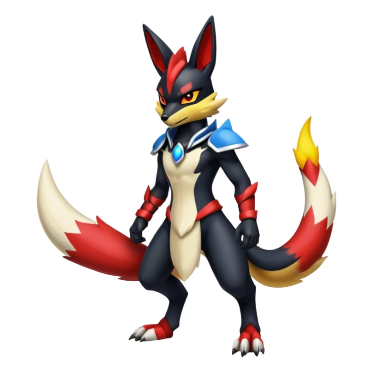 Badass black and red Lucario-Renamon-hybrid, full body sticker
