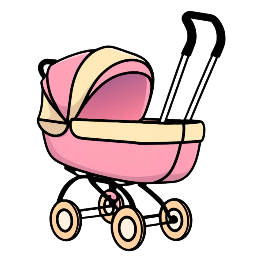 baby stroller with pink gradient and beige accents sticker