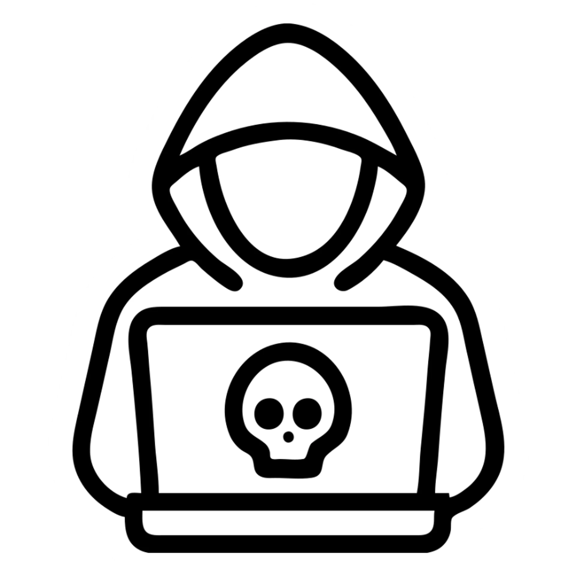 hacker at computer, outlined, modern, minimal color sticker