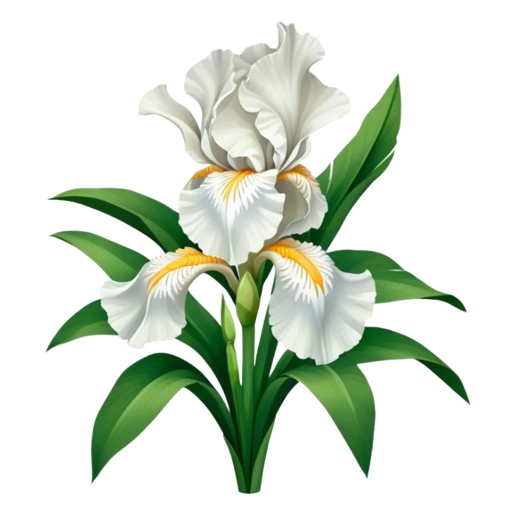 big bouquet Pure White Iris, luxuriant, leaf, bud sticker