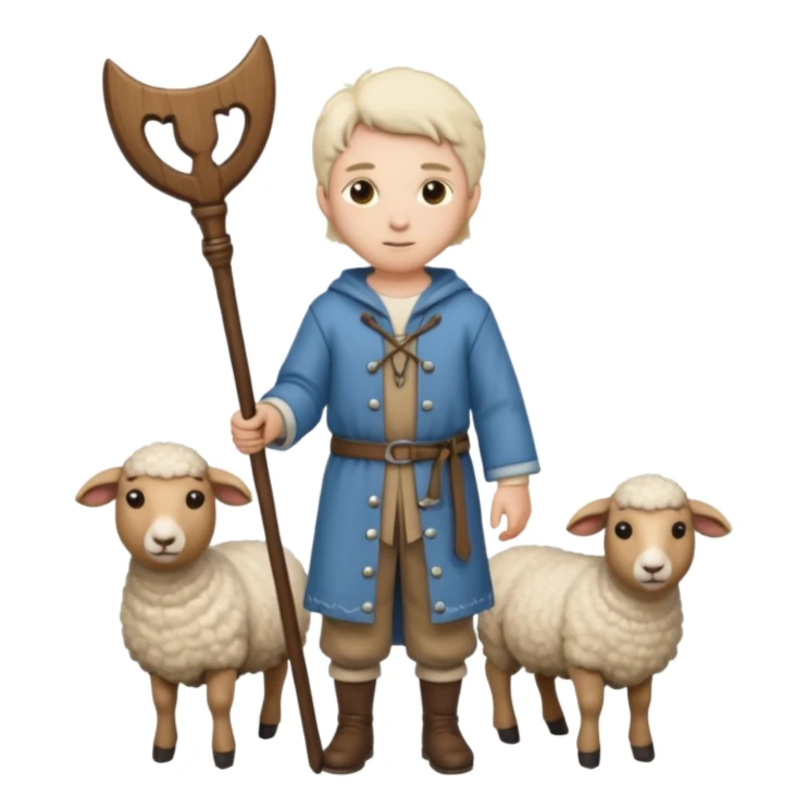 White hispánica Myself at Shepherd clothes with shepherd staff with sheep sticker