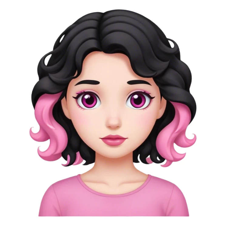 Black wave hair girly wearing pink sticker