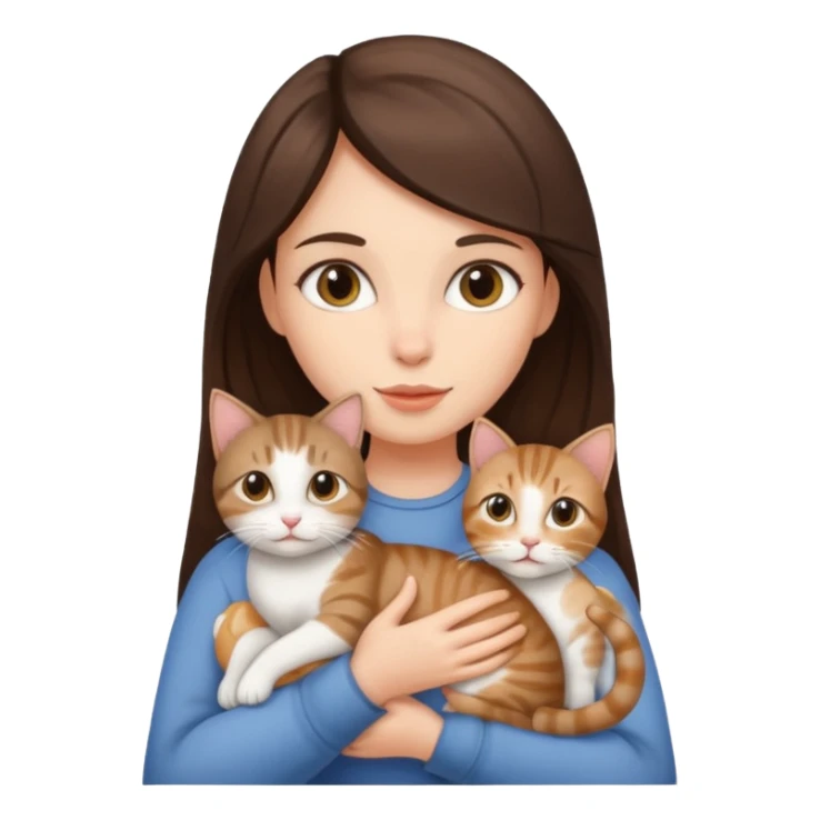 brunette girl holding a tabby cat sticker
