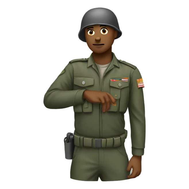 soldier  raisng palm ina 45 degree angle sticker