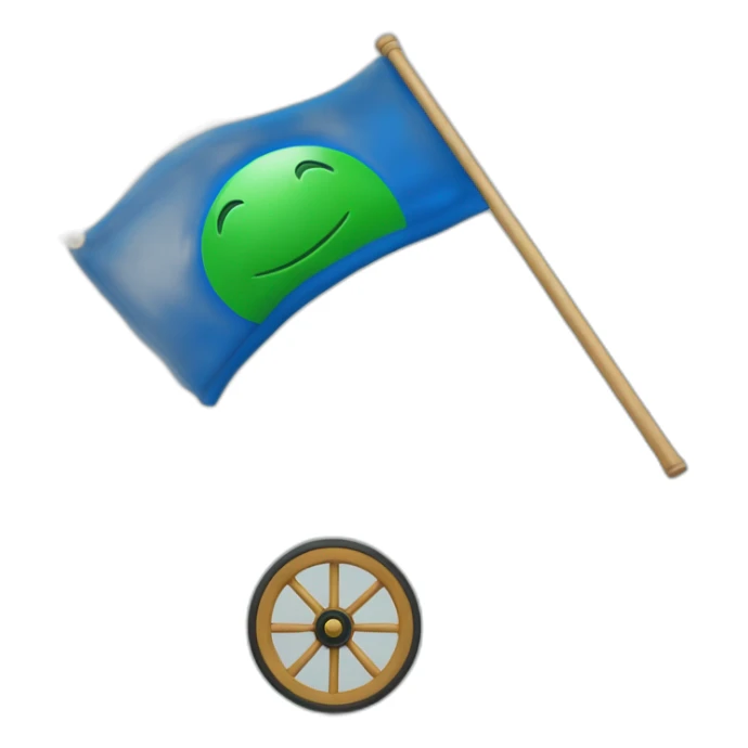 Drapeau avec du bleu en haut du vert en bas et une roue au millieu sticker