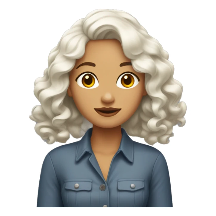 femme peau blanche, cheveux mi-long brun ondulés sticker