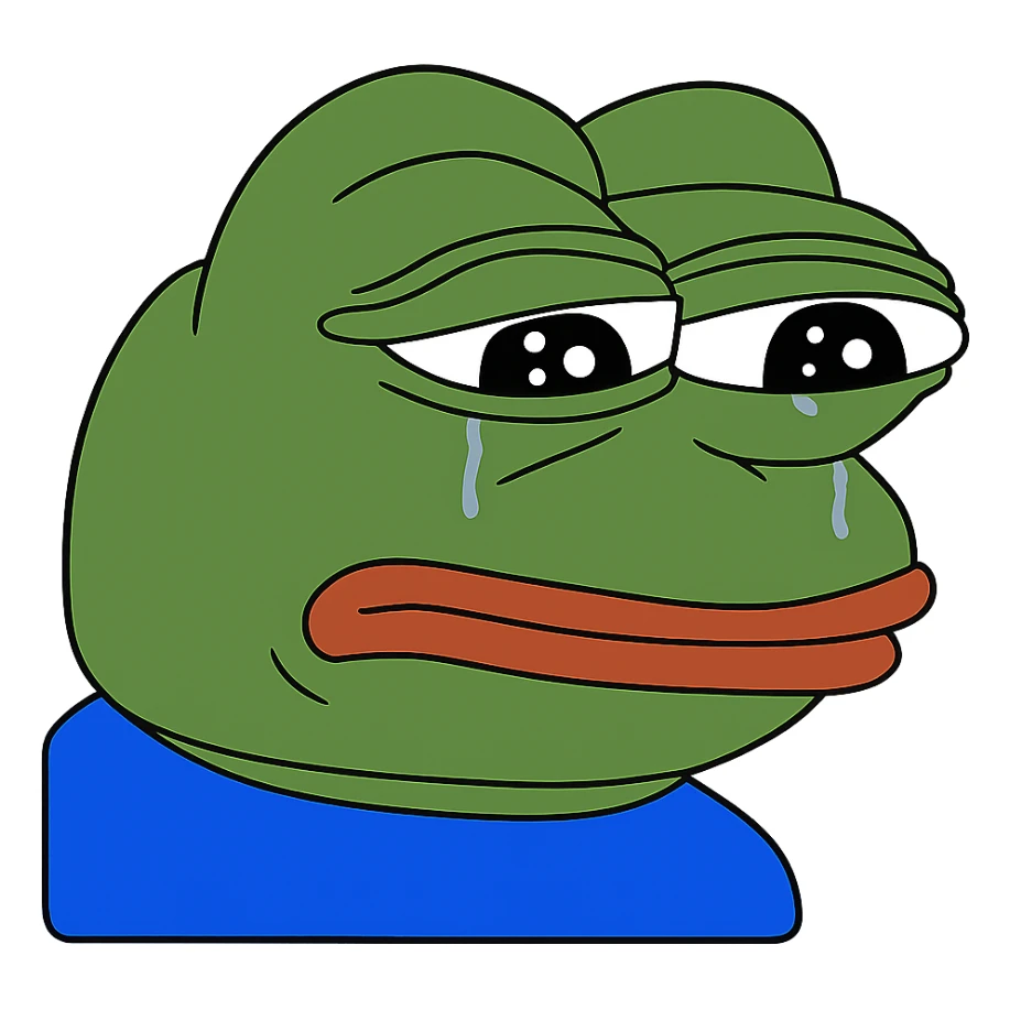 sad Пэпэ meme with teary eyes and a frown sticker