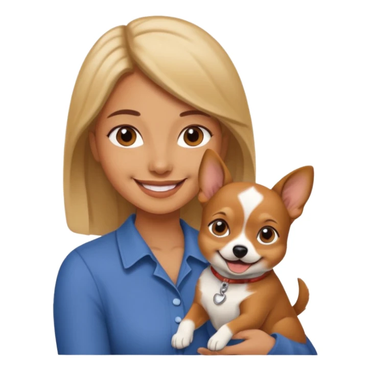 a woman vet holding a small dog sticker