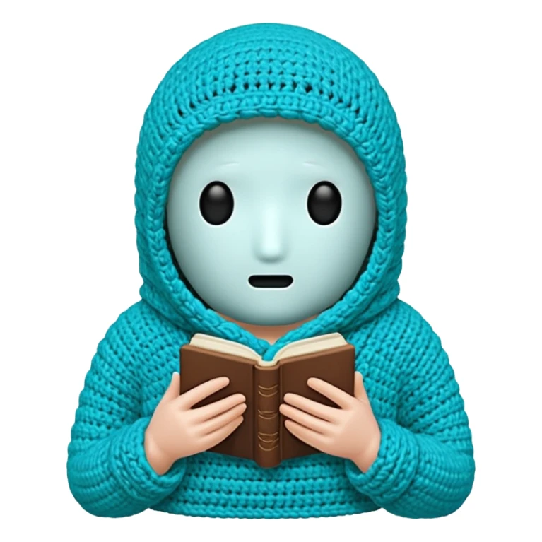 novelo de crochê na cor ciano sem rosto sticker