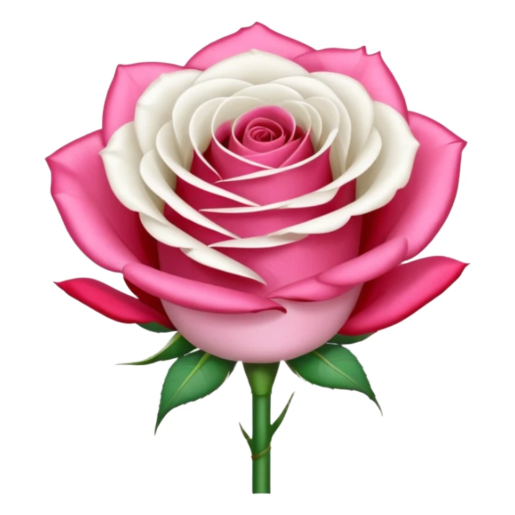 One pink rose and one white rose in transparent bouquet with red band  sticker