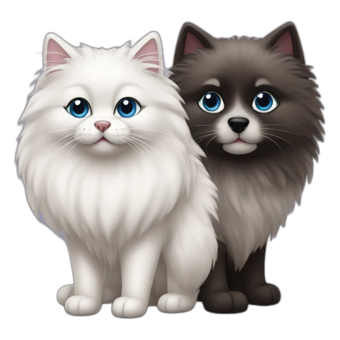 little dark ragdoll cat and samoyed sticker