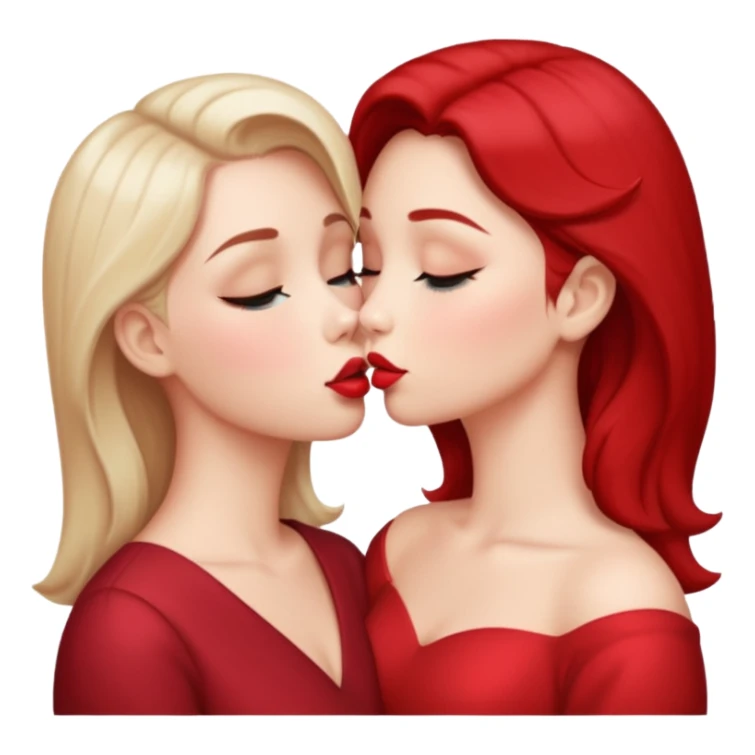 two women kissing, subtle heart sticker