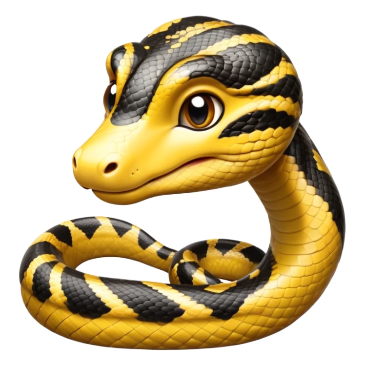 cinematic-cute-anaconda-portrait-emoji,-head-tilted-playfully-and-inquisitively,-with-a-sleek,-shimmering-body-adorned-with-detailed-scale-sriped patterns-and-round,-sparkling-eyes-full-of-wonder,-simplified-yet-irresistibly-adorable-features sticker