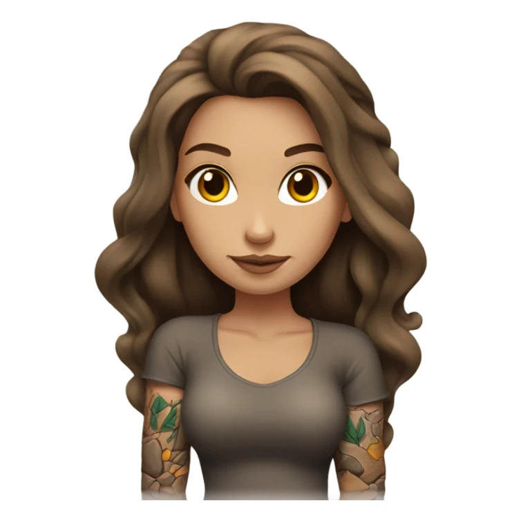 Beautiful tattooed woman long brown hair climbing rocks sticker