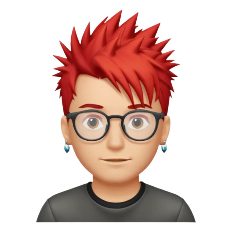 red spiky hair with glassess and earrings guy sticker