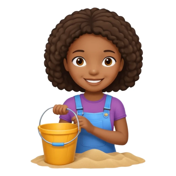 black kid girl with toy sand bucket sticker