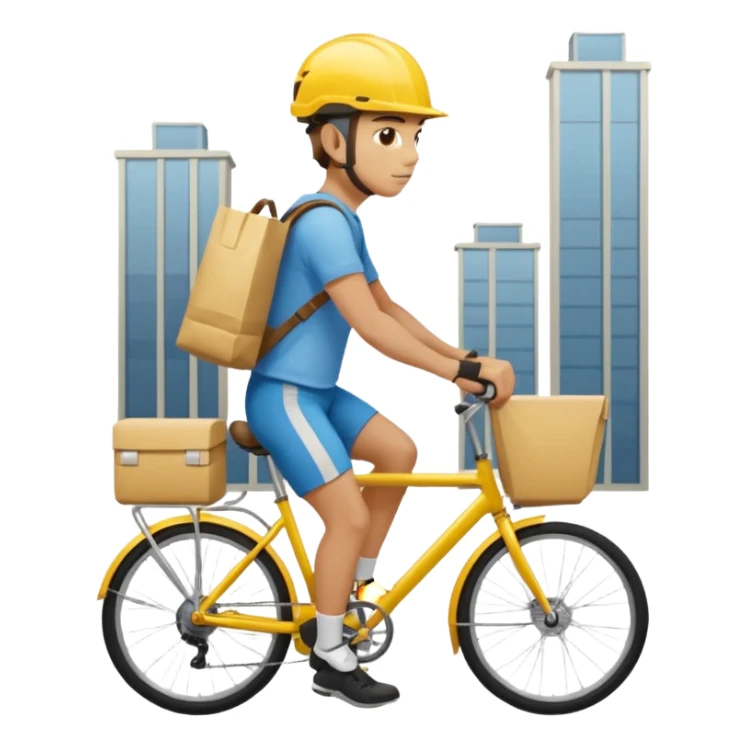 Courier + yellow helmet + delivery bag, City Cyclists. sticker