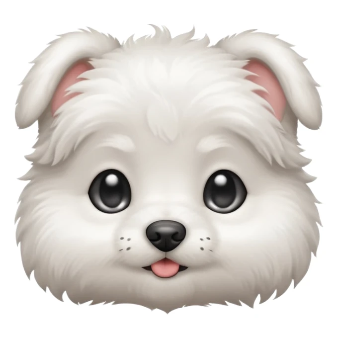 a white cute baby dog with a gray stain on one eye sticker