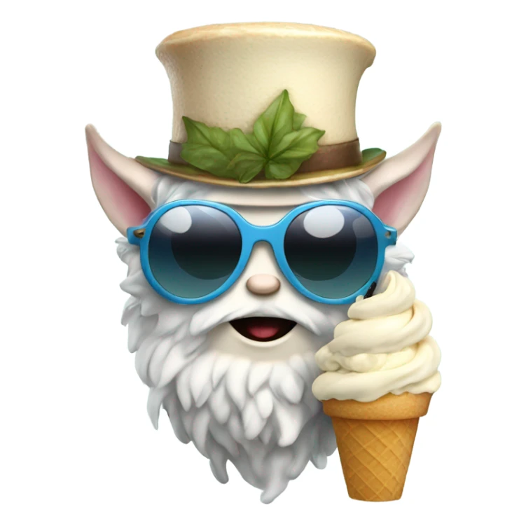 Super powerful fairy with awesome top hat eating ice cream and sunglasses sticker