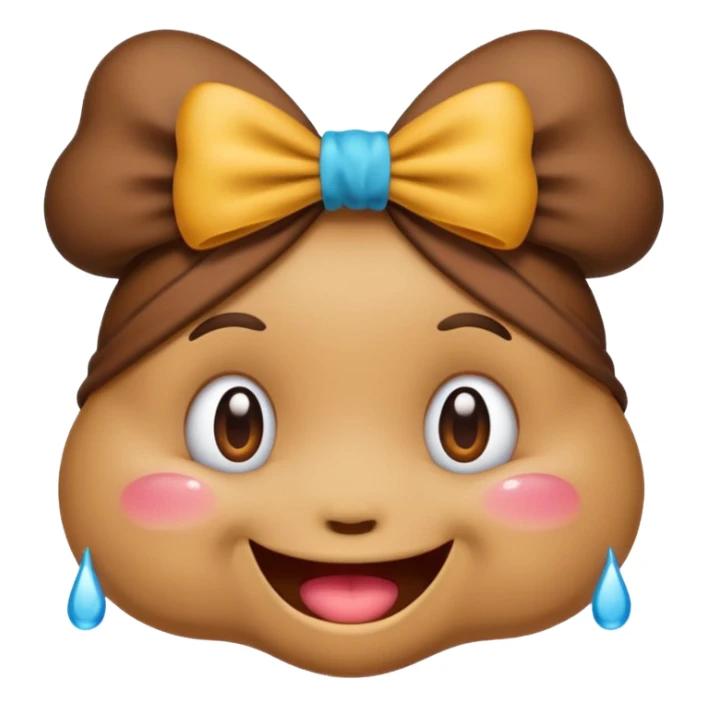 Emoji I phone Type, happy poo with tears a bow on the head sticker